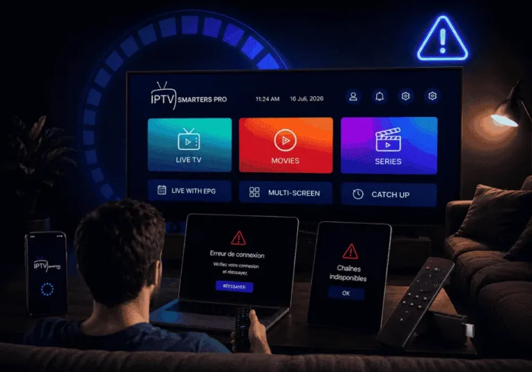 IPTV Smarters Pro ne fonctionne pas avec erreur de connexion, écran noir et chargement infini sur Smart TV