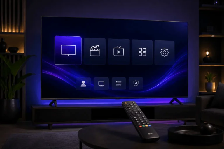 IPTV Smarters Pro sur LG TV avec interface Smart TV et télécommande LG