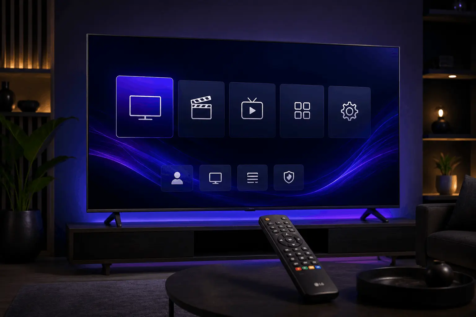 IPTV Smarters Pro sur LG TV avec interface Smart TV et télécommande LG