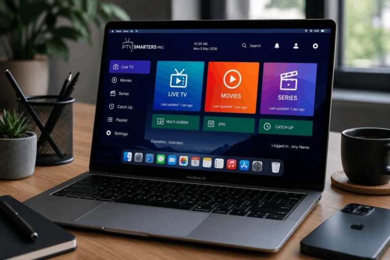 IPTV Smarters Pro sur Mac avec interface de streaming