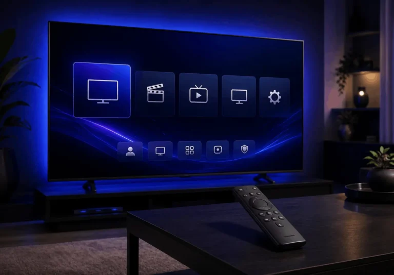 IPTV Smarters Pro sur Samsung TV avec interface Smart TV et télécommande